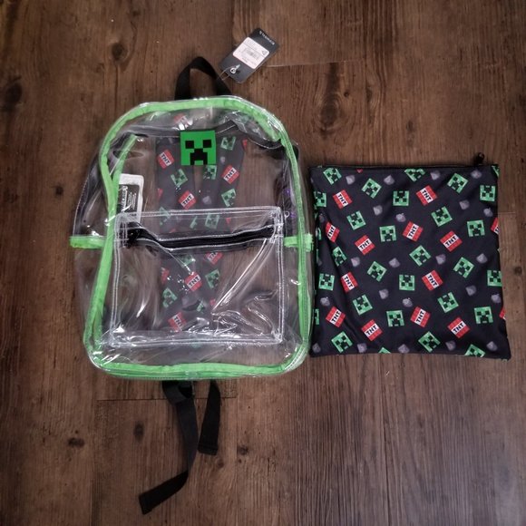 COPY - Minecraft Creeper Clear Backpack with Removable zippered pouch - Picture 3 of 5